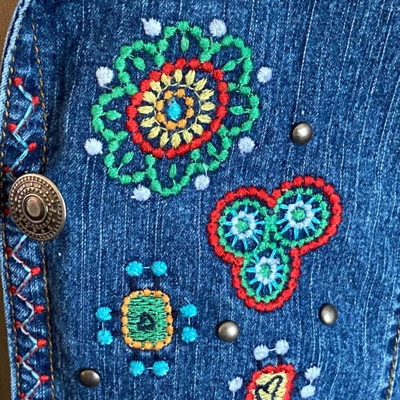 Ruby Rd. Blue Embroidered Denim Jacket - Picture 8 of 11